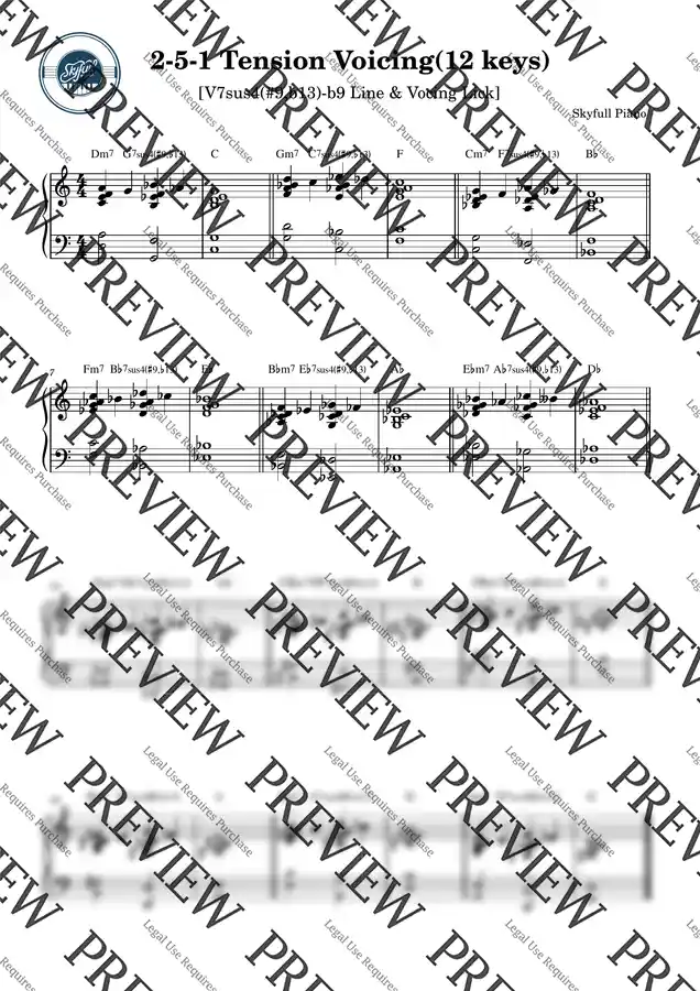 Skyfull Piano - (5) 2-5-1 Tension Voicing(12 keys)_V7sus4(#9,b13)-b9 Line & Vocing Lick