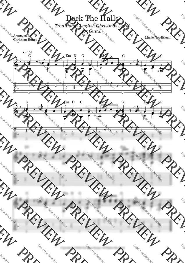 Traditional - Deck the Halls (Traditional English Christmas Carol for Solo Guitar)
