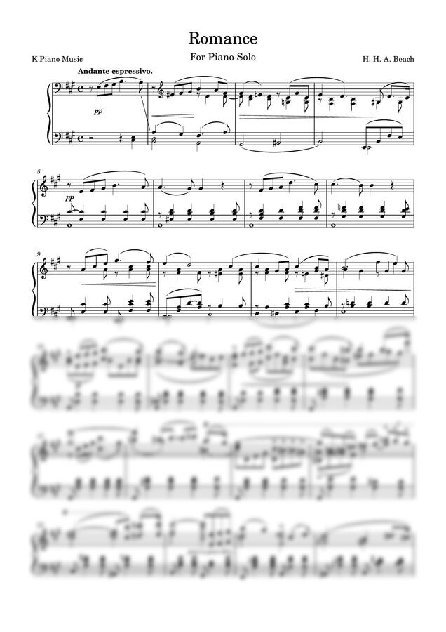 Amy Beach - Romance, Op. 34, for Piano Solo