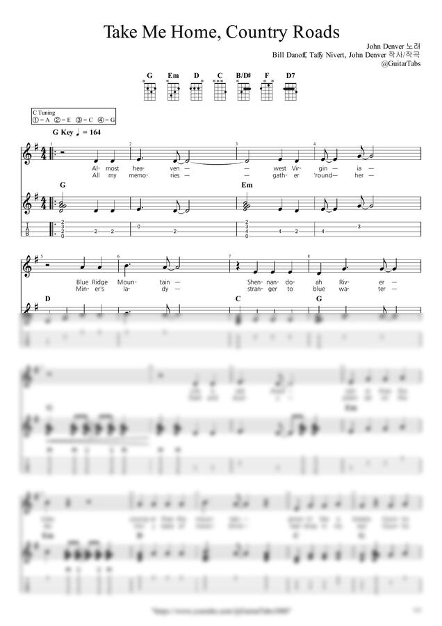 John Denver - Take Me Home, Country Roads by GuitarTabs0
