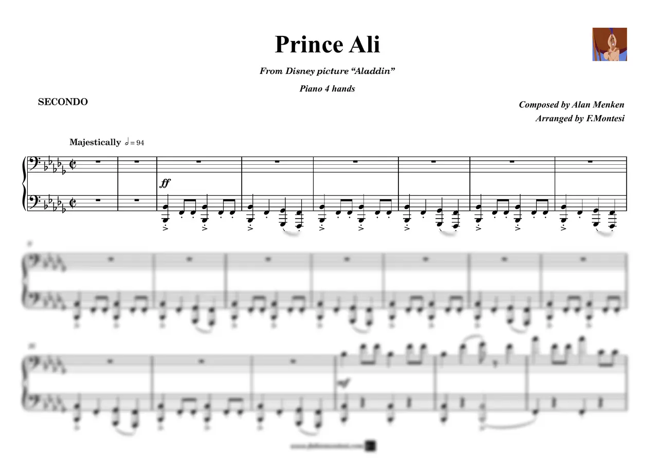 Alan Menken - Prince Ali (Piano 4 hands)