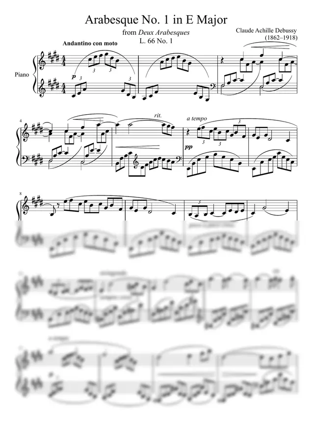 Claude Achille Debussy(1862–1918) - Arabesque No. 1 in E Major