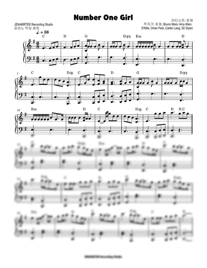 ROSÉ (로제) - Number One Girl by JENARRTEE Recording Studio0