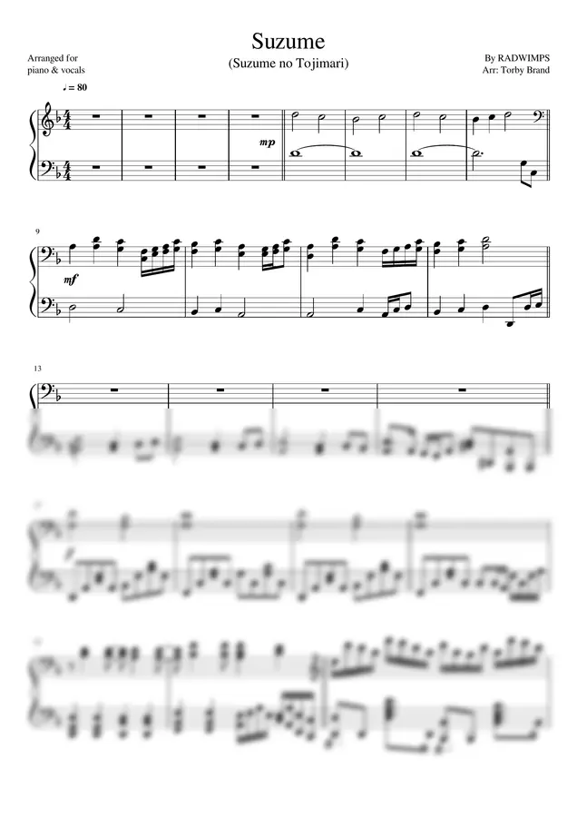 Suzume no Tojimari - Suzume (Accompaniment) by Torby Brand 1p 미리보기