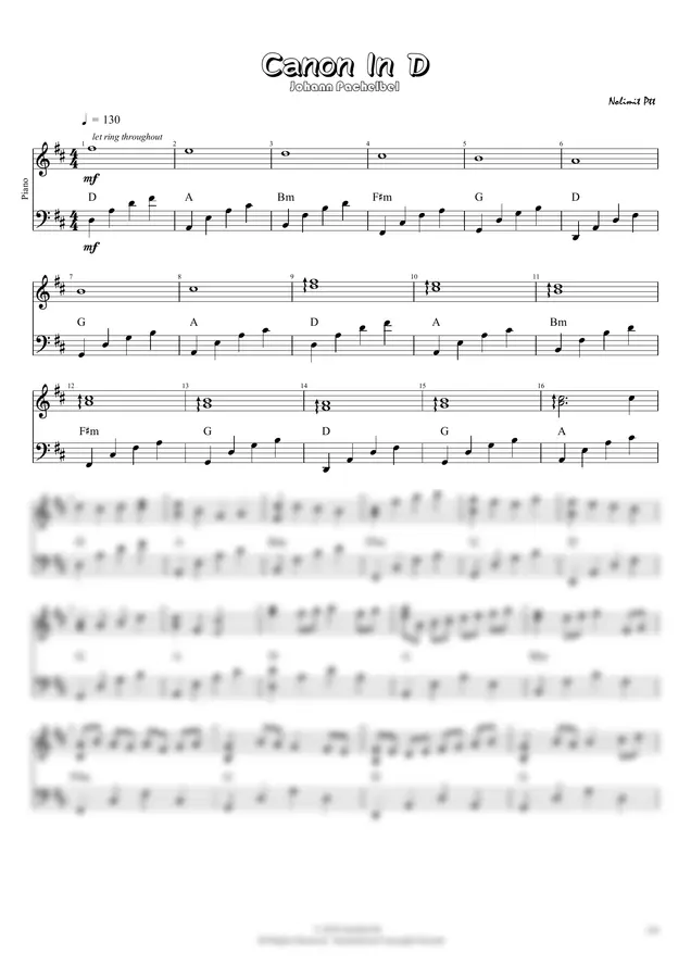 Johann Pachelbel - Canon In D (Piano)