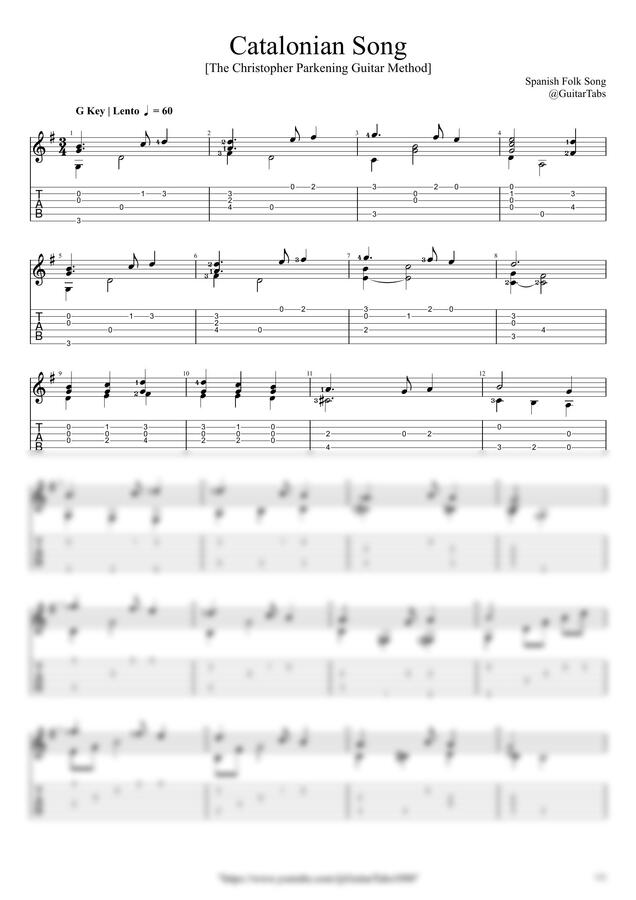 Spanish Folk Song - Catalonian Song by GuitarTabs0