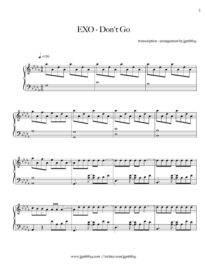 악보 > EXO 나비소녀 (Don`t Go) by jgmb829