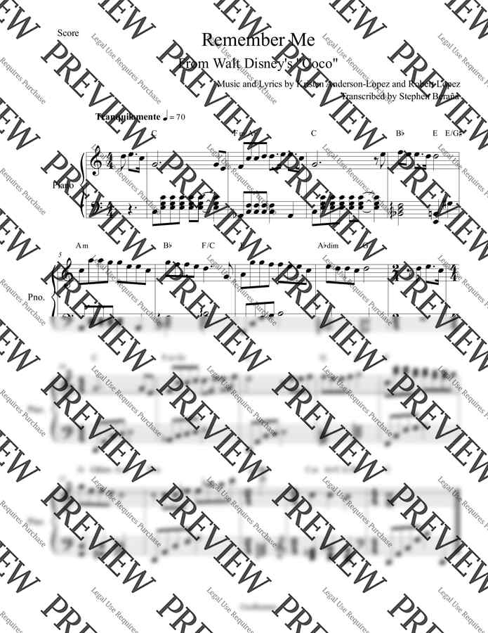 악보 > 코코 OST Remember Me (기억해줘)