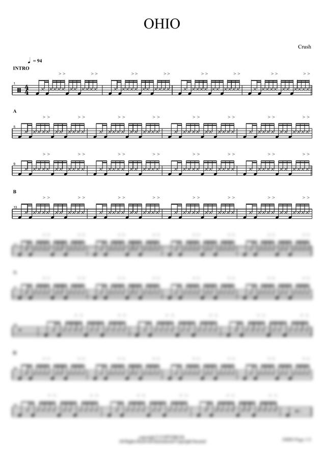 악보 > Crush OHIO by 카피드럼