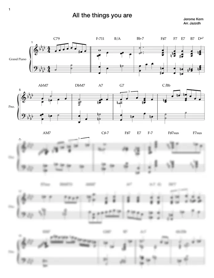 Jerome Kern - All the Things You Are (재즈발라드 리하모니)