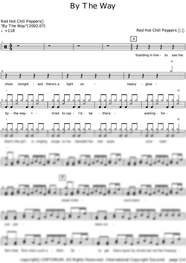 악보 > red hot chili peppers by the way by 카피드럼