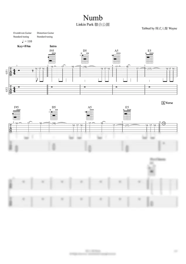Linkin Park - Numb (雙吉他)