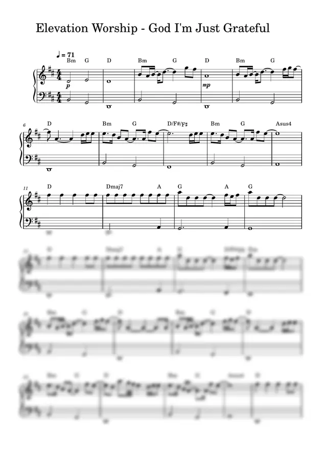 Elevation Worship & Chandler Moore - God I'm Just Grateful (PIANO SHEET)