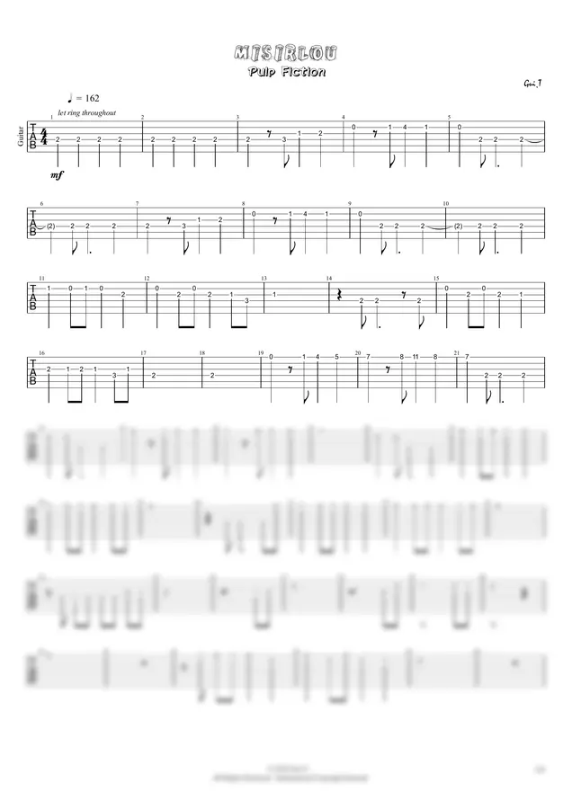 Pulp Fiction - MISIRLOU (Pulp Fiction) (Guitar)