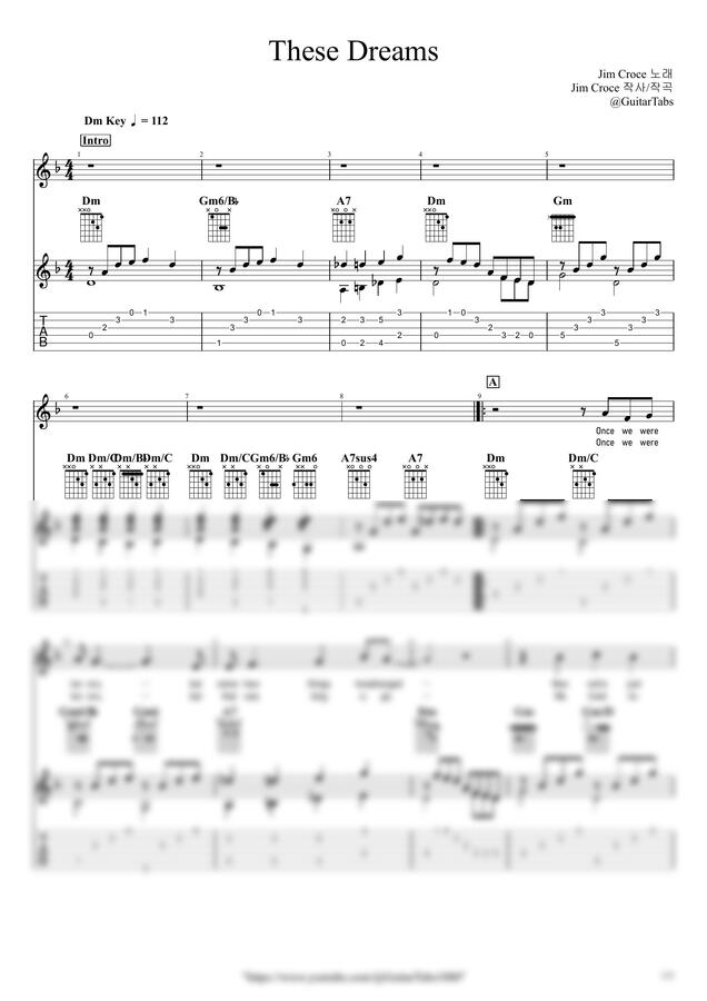 Jim Croce - These Dreams by GuitarTabs0