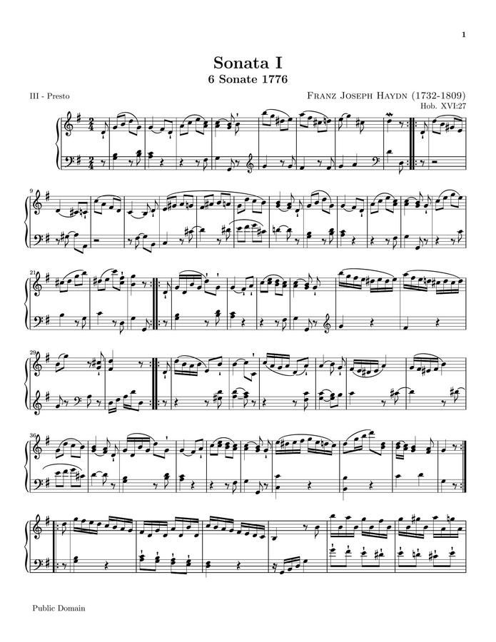 Haydn - Sonata No.1 - 3rd Mov. - Hob. XVI:27 - Presto
