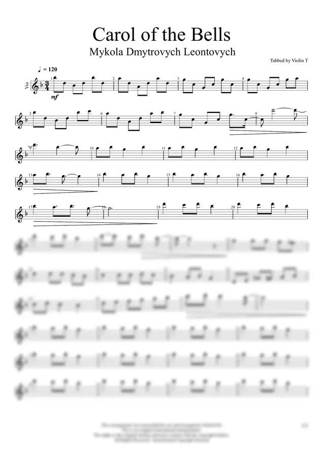 Mykola Leontovych - Carol Of The Bells (Violin)