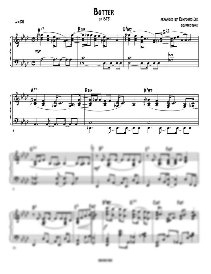 악보 > 방탄소년단 (BTS) Butter by Divingtone