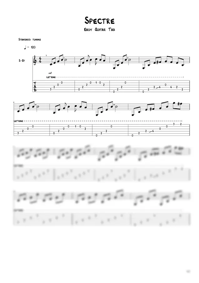 Easy Guitar Tab - Spectre