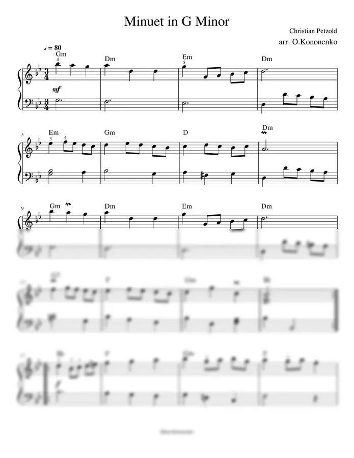 Christian Petzold (Bach)(Bach) - Minuet in G Minor