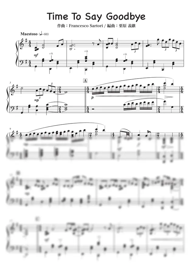 Andrea Bocelli - Time to Say Goodbye (Con te partirò) (PIANO)