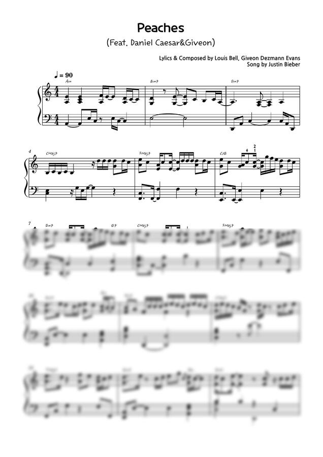 악보 > Justin Bieber Peaches by 곰손 transcriber