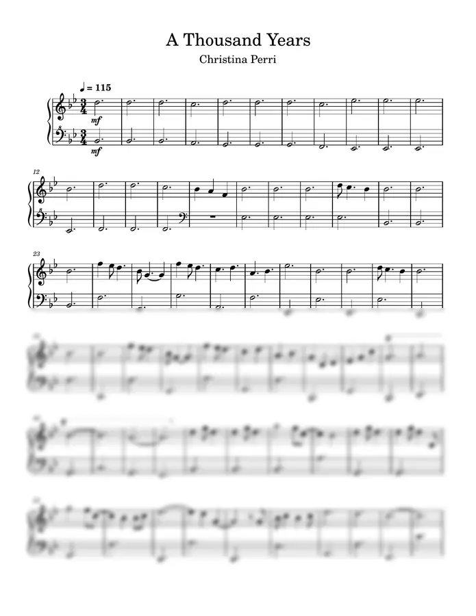 Christina Perri - A Thousand Year (Piano)