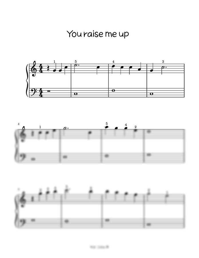 You Raise Me Up Deutscher Text Beerdigung 악보 > Brian Kennedy - You raise me up (왼손 온음표, 손가락번호 포함) by 악보 그리는 D