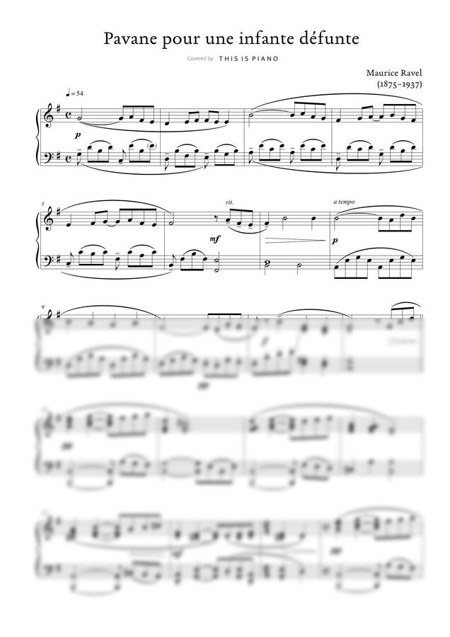M. Ravel (라벨) - 죽은 왕녀를 위한 파반느 (중급 악보) by THIS IS PIANO0