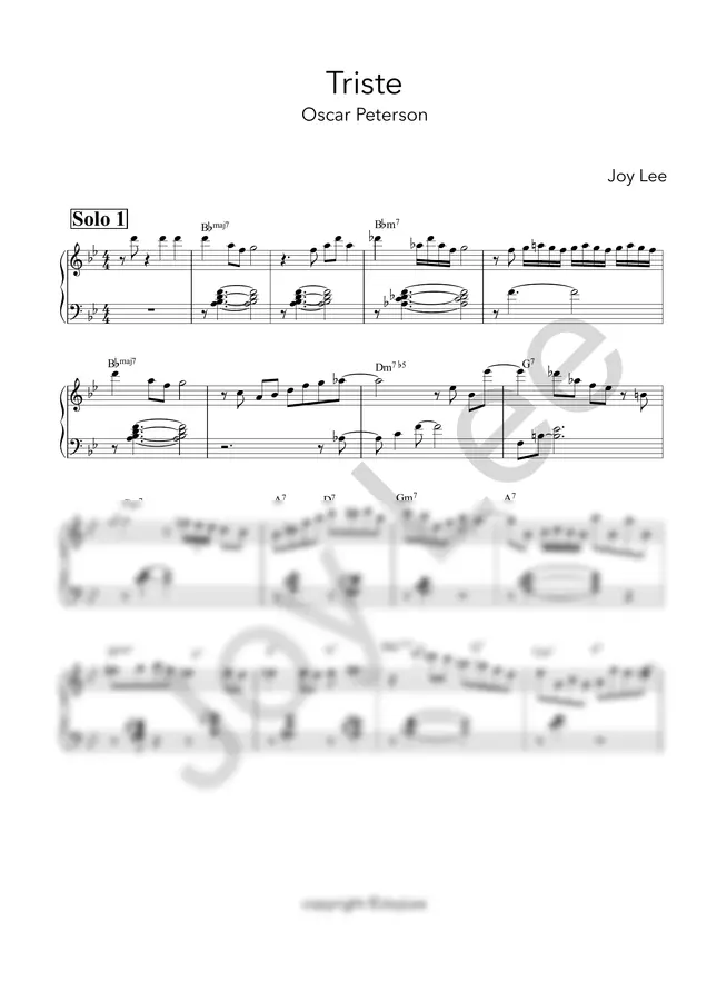 Oscar Peteson - Triste (Transcription by Joy Lee)
