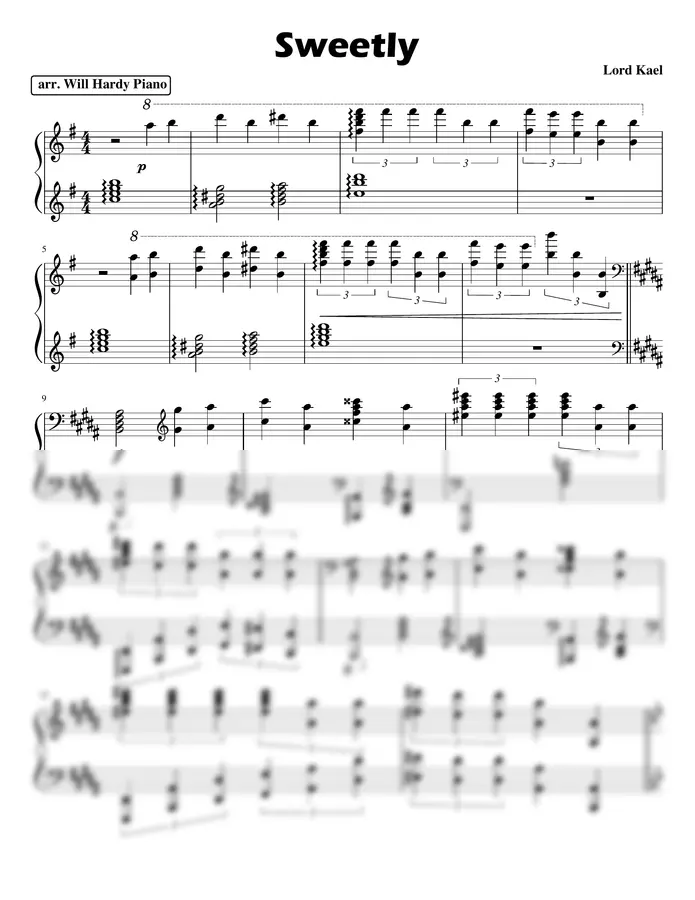 Lord Kael - Sweetly (arr. WillHardyPiano)