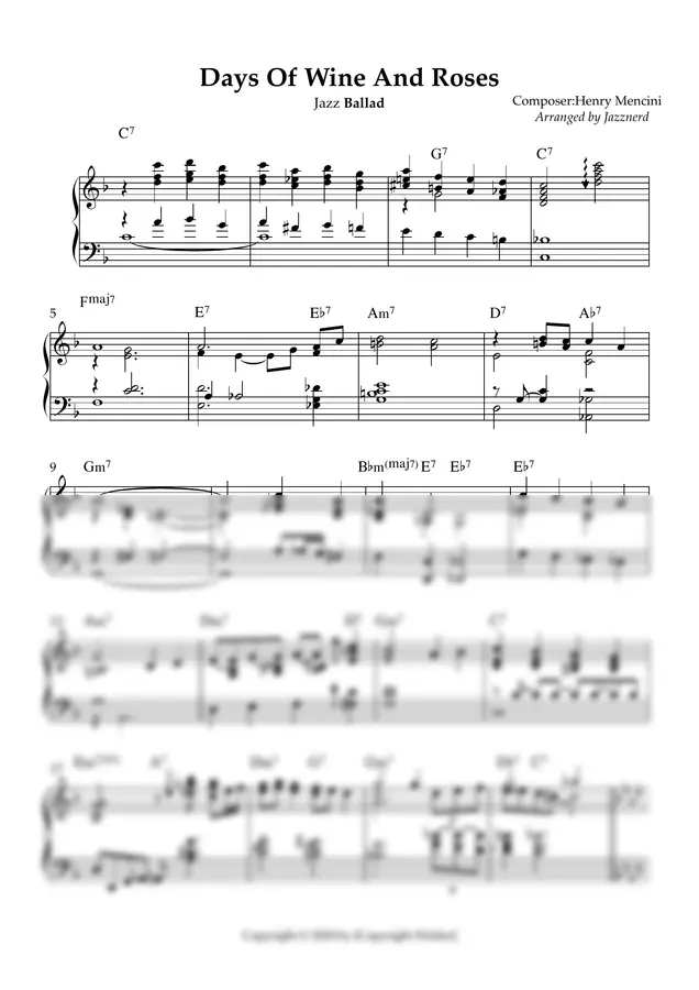 Arranged by Jazznerd - Days Of Wine And Roses (Jazz Ballad)