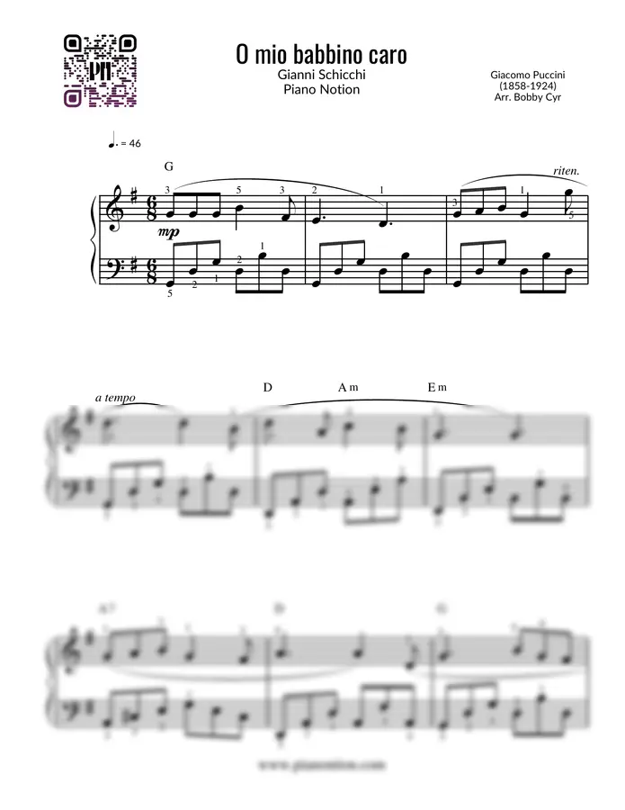 Giacomo Puccini - O mio babbino caro (Easy Piano)