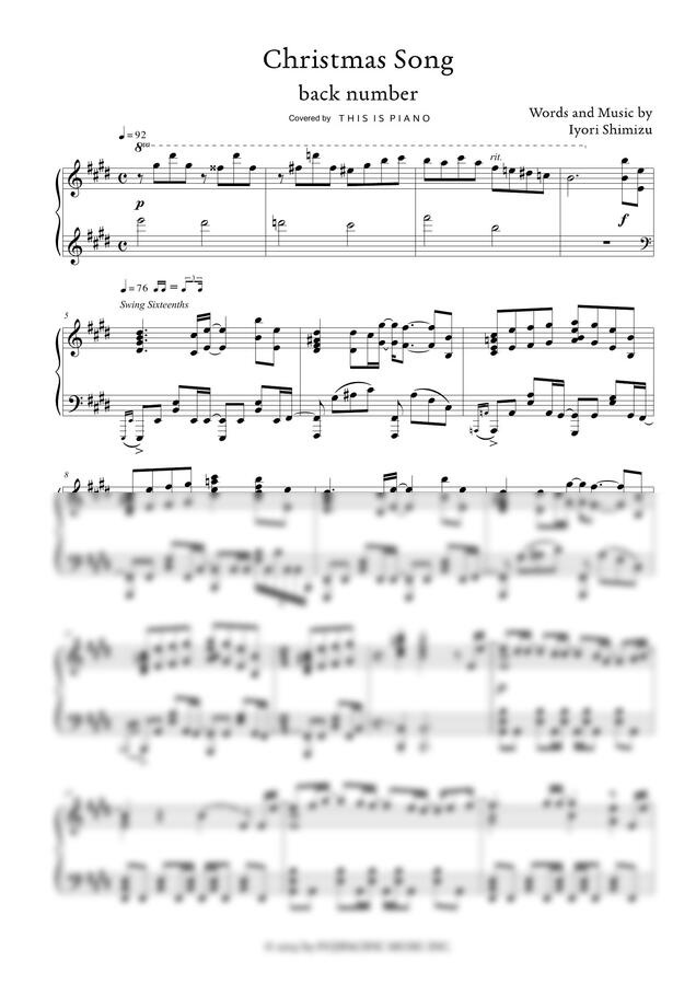 back number - クリスマスソング (크리스마스 송) by THIS IS PIANO 1p 미리보기