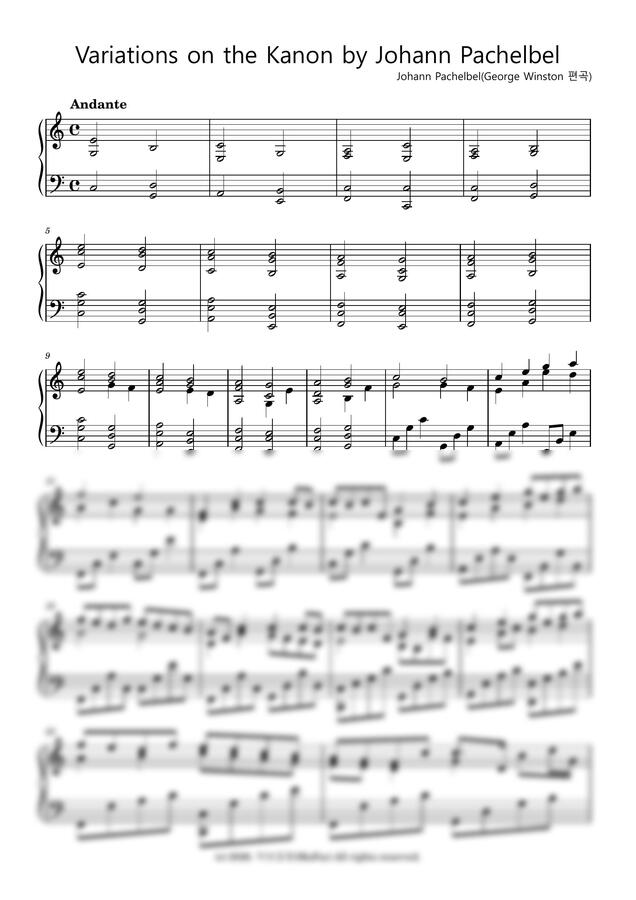 george winston, Johann Pachelbel - Variations of the Kanon 캐논 변주곡 조지윈스턴 편곡