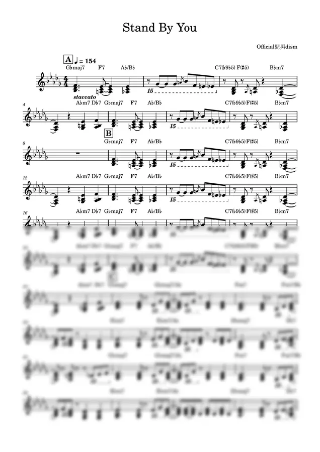 Official髭男dism - Stand By You by J-pop Music piano 1p 미리보기