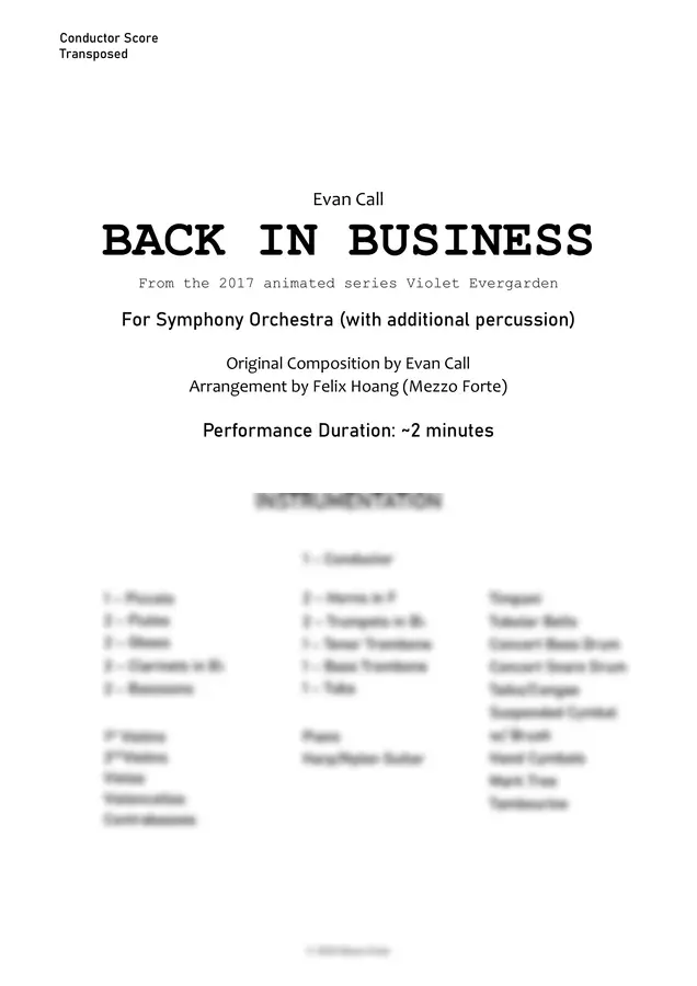 Evan Call - Back in Business (Conductor, Transposed Score) (Conductor, Transposed Score)