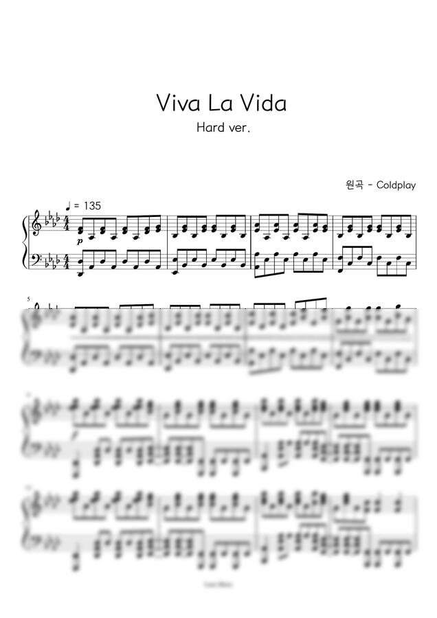 Coldplay - Viva La Vida (어려운 악보) by Lune Music0