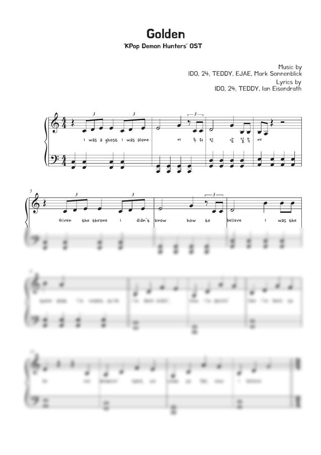 HUNTR/X - Golden (C,G Key 쉬움) by 홀롤레이 멜로디 Hollollei Melody0