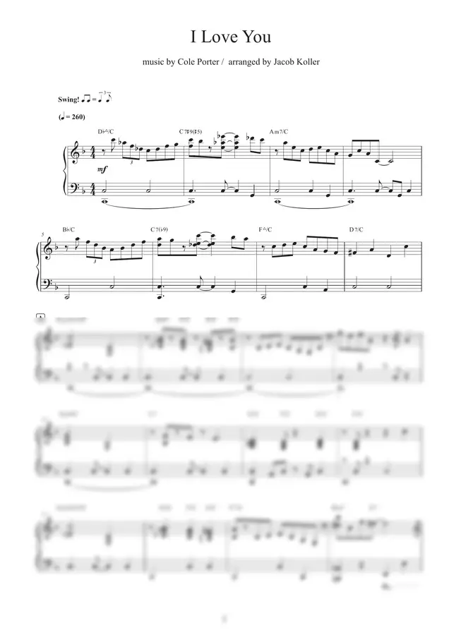 Cole Porter /  arranged by Jacob Koller - I Love You