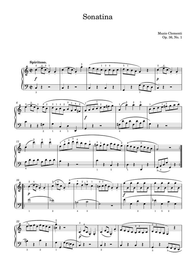M.Clementi (클레멘티) - Piano Sonatine (피아노 소나티네) Op. 36, No. 1 (손가락 번호 포함) by 강우현0
