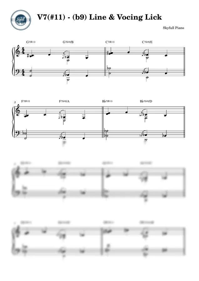 Skyfull Piano - (6) V7(#11) - (b9) Line & Voicing Lick