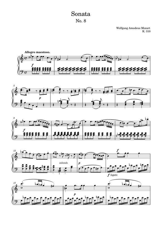 W.A.Mozart (모차르트) - Piano Sonata (피아노 소나타) No. 8, K. 310