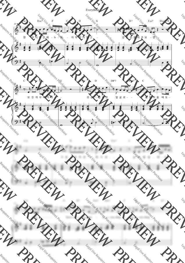 검정치마 - Everything (G key) (반주악보,3단악보) by Onkey1
