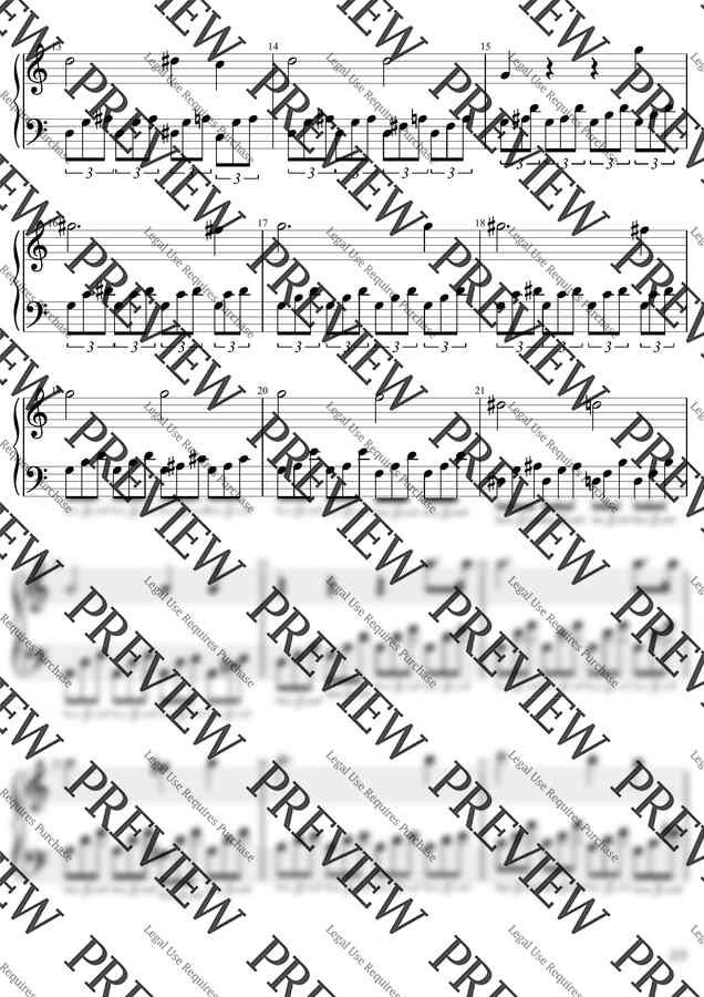Beethoven(베토벤) - 월광소나타(1악장)(6급)Amkey활자큰3마디피아노5P(악보2개) (체르니100번과정) by BK뮤직1