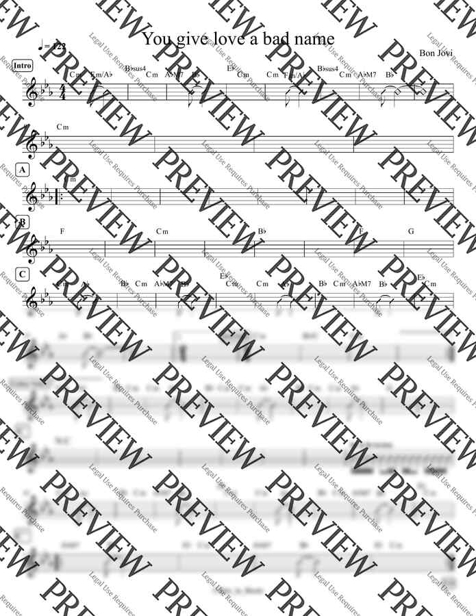 Bon Jovi - You give love a bad name (Lead sheet) by Star_in_Boots0