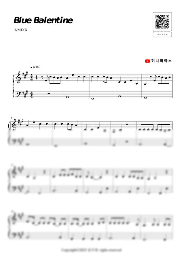 NMIXX(엔믹스) - Blue Valentine (쉬운 악보, 원키) by 혀니피아노0