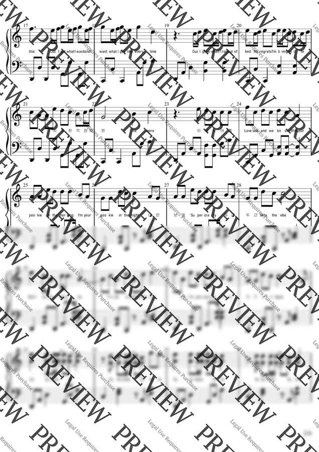 FIFTY FIFTY(피프티 피프티) - Pookie(푸키)(5급)Ckey 활자큰피아노4P(악보2개) (체르니30번과정) by BK뮤직1