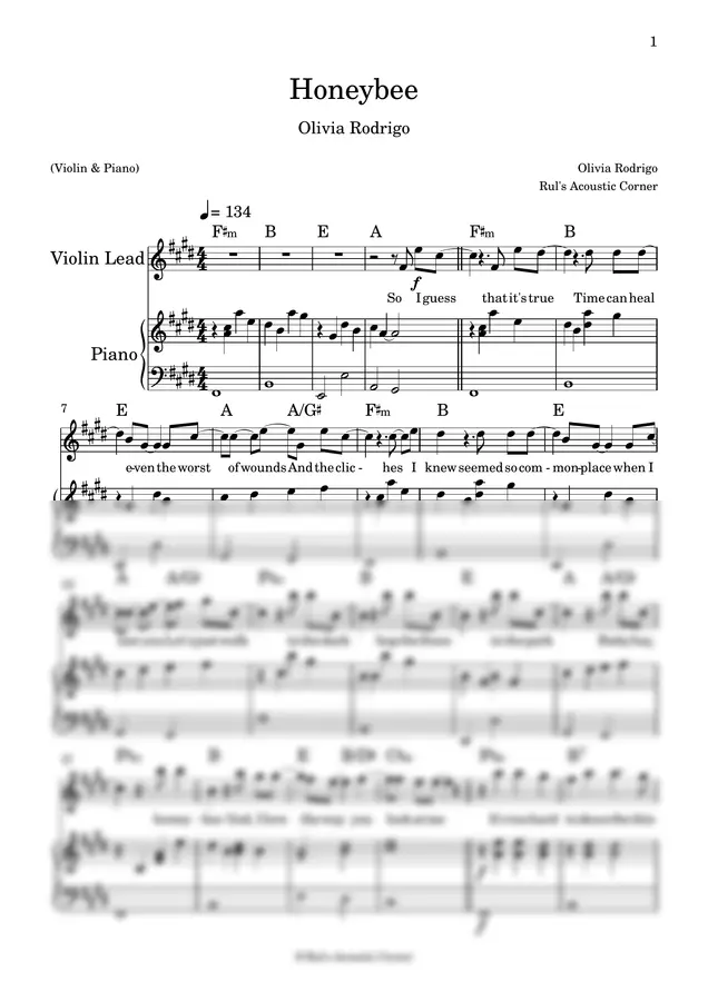 Olivia Rodrigo - Honeybee (Violin & Piano ver.)