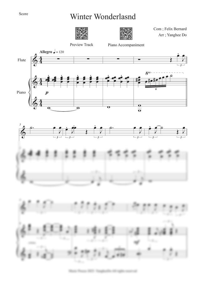 Felix Bernard - Winter Wonderland (플룻과 피아노 듀오) by Music Presso0